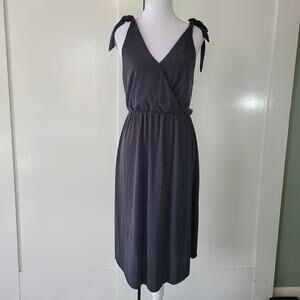 MNG Mango Size 4 Little Black Dress Tie Shoulder Elastic Waistline Knee Length‎